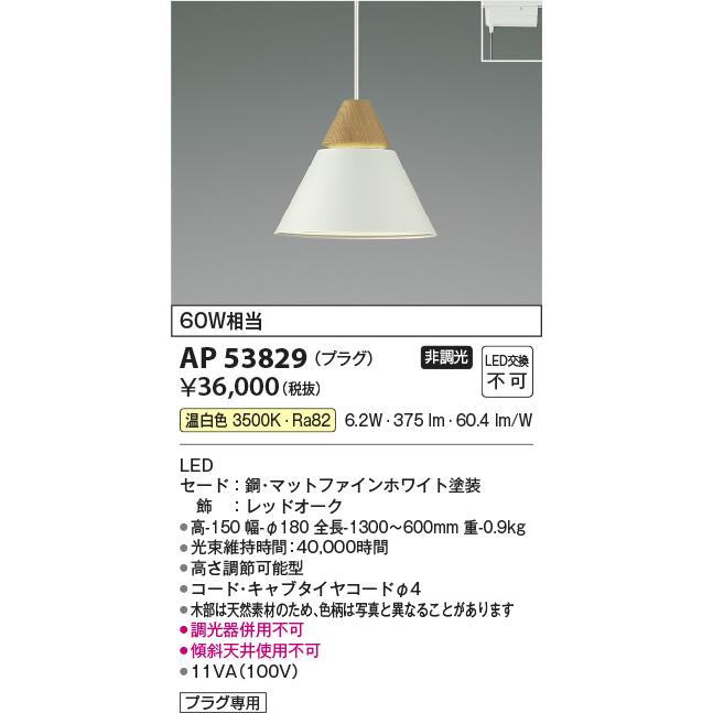 KOIZUMI（コイズミ） コイズミ照明 ダクトレール用ペンダント AP53829