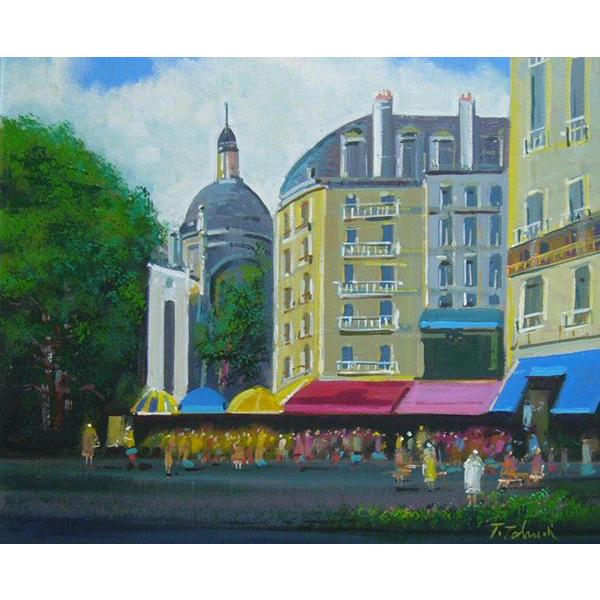 竹内敏彦『パリの街』油彩画 F8 竹内敏彦 絵画 油絵 肉筆油絵 風景画