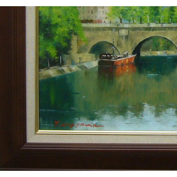 肉質油絵 横 10号 セーヌ川 梅沢民雄 額装仕上げ品 肉質油絵 横 10