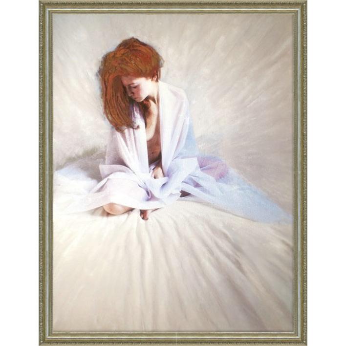 絵画 インテリア絵 額付 (白) F4-92023 油絵 女性像 油絵 絵画