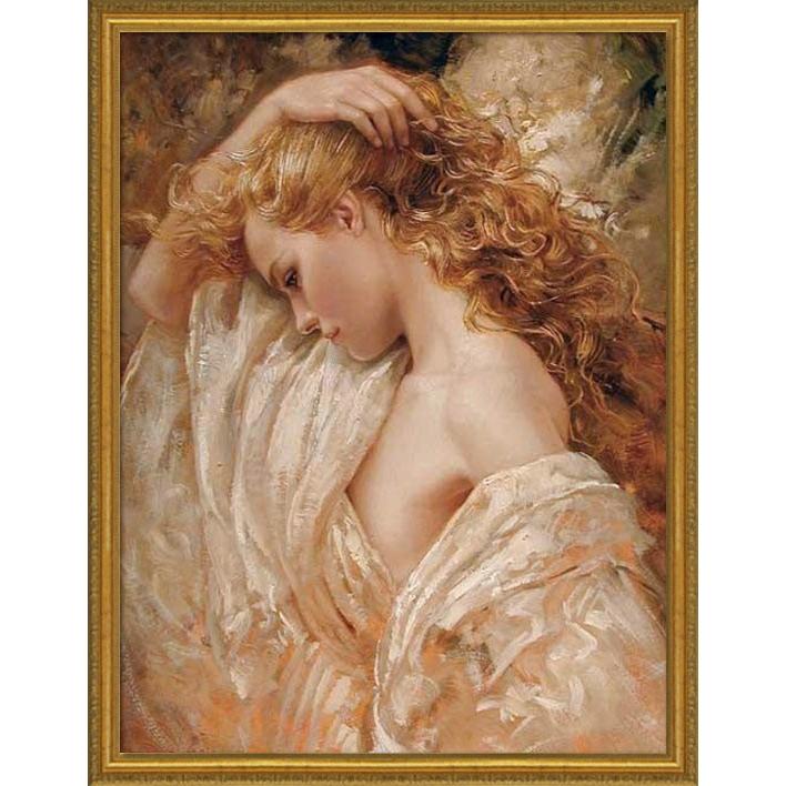 絵画（油絵）人物画 絵画 インテリア 額付 (黒 ) 油絵 F4-071012 人物