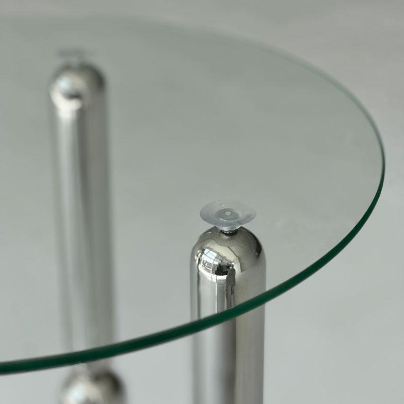 ART OF BLACK】ステンレスラウンドガラスサイドテーブル ステンレス