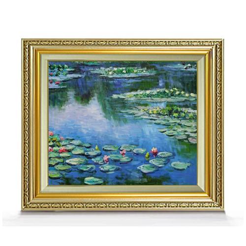睡蓮 水彩画 大判 金色フレーム クロード・モネの**『睡蓮』**シリーズ