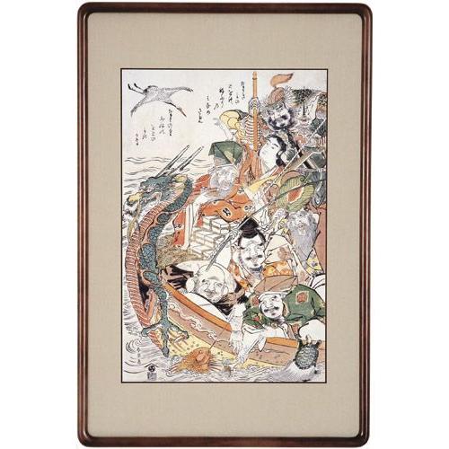 日本画 和額 七福神 縁起 額縁 日本画 和額 七福神 縁起 額縁 日本画