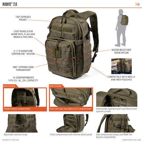新型 5.11 ファイブイレブン タクティカル ラッシュ24 2.0 RUSH24