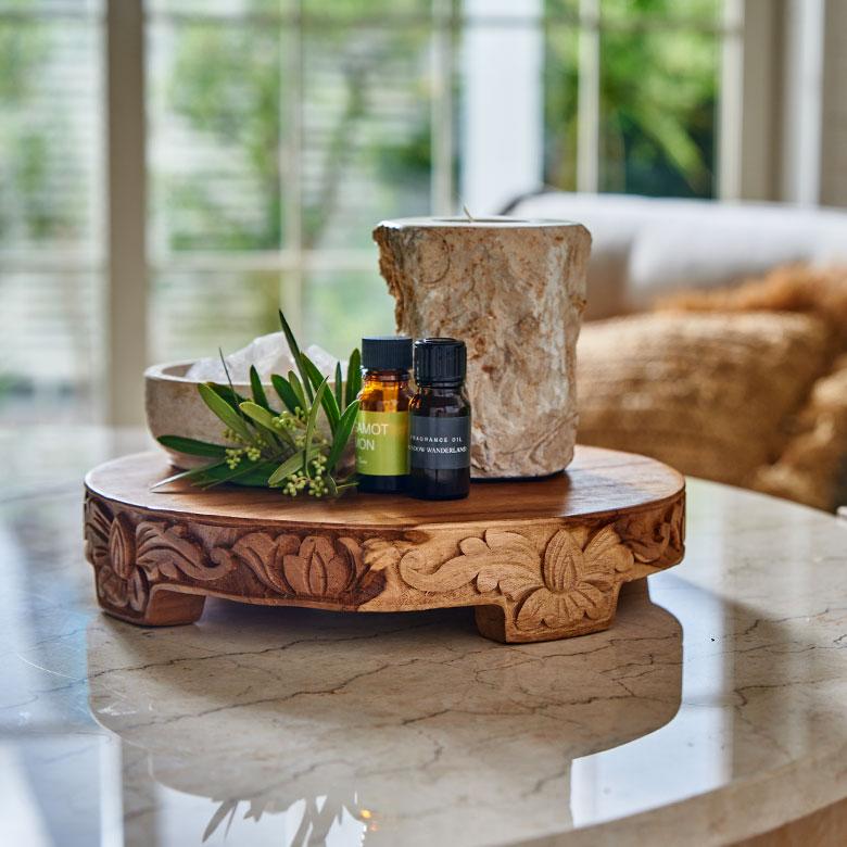 デコレーションスタンド 丸 チーク材 ディスプレイスタンド 木製 展示