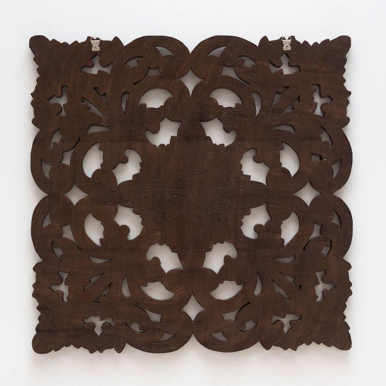 木彫りのアジアンレリーフ 彫刻 スクエア60cmタイプ 11038 : アジア