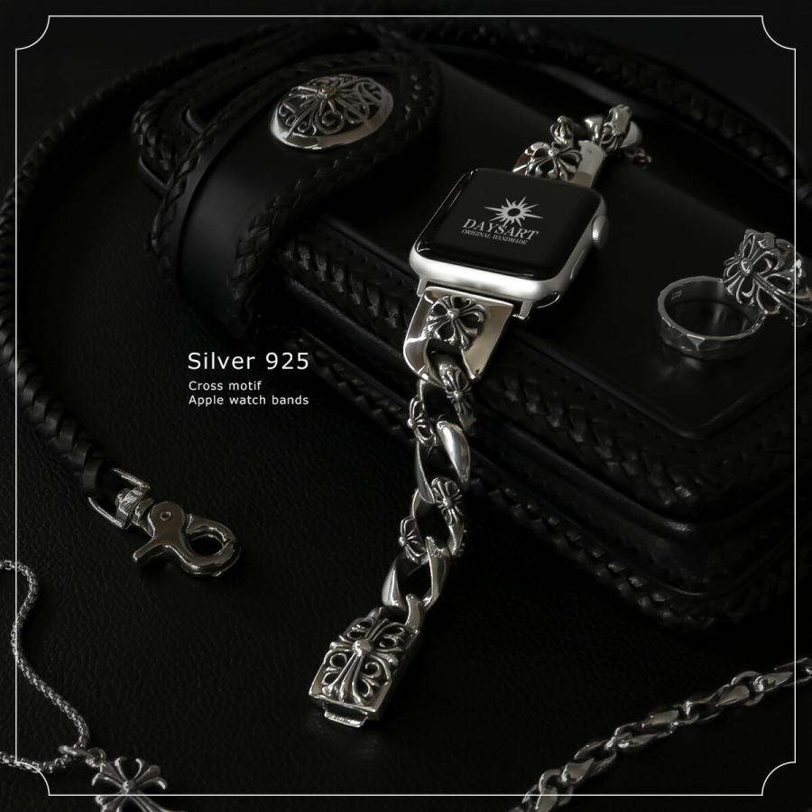 AppleWatch専用ダイアモンド&シルバー925製チャーム&ラバーバンド(黒