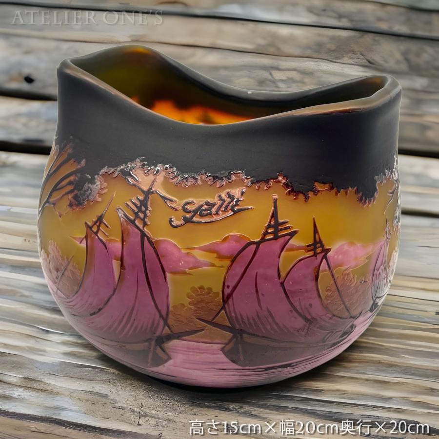 証明書付】希少エミールガレ 花瓶 高さ29cm 幅9cm カメオ彫り