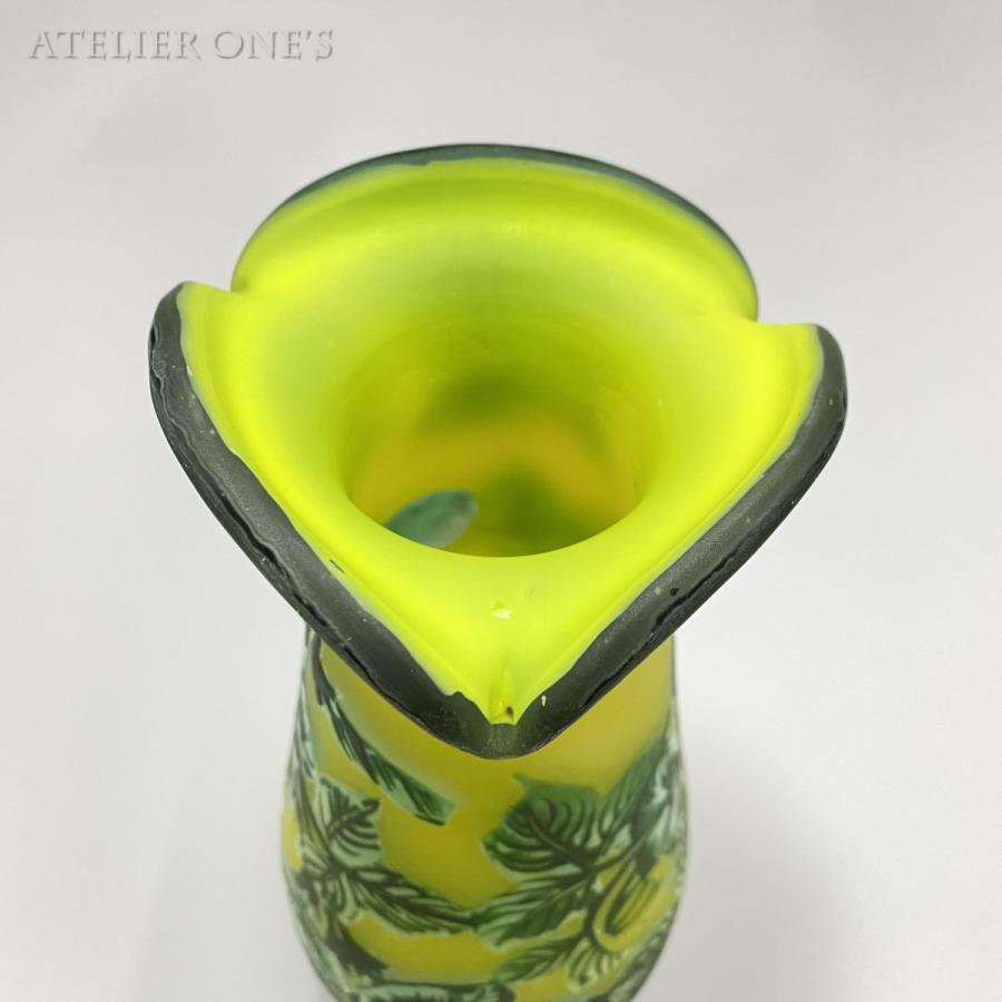 証明書付】エミールガレ 花瓶 高さ25cm 幅13cm 奥行10㎝ カメオ彫 証明