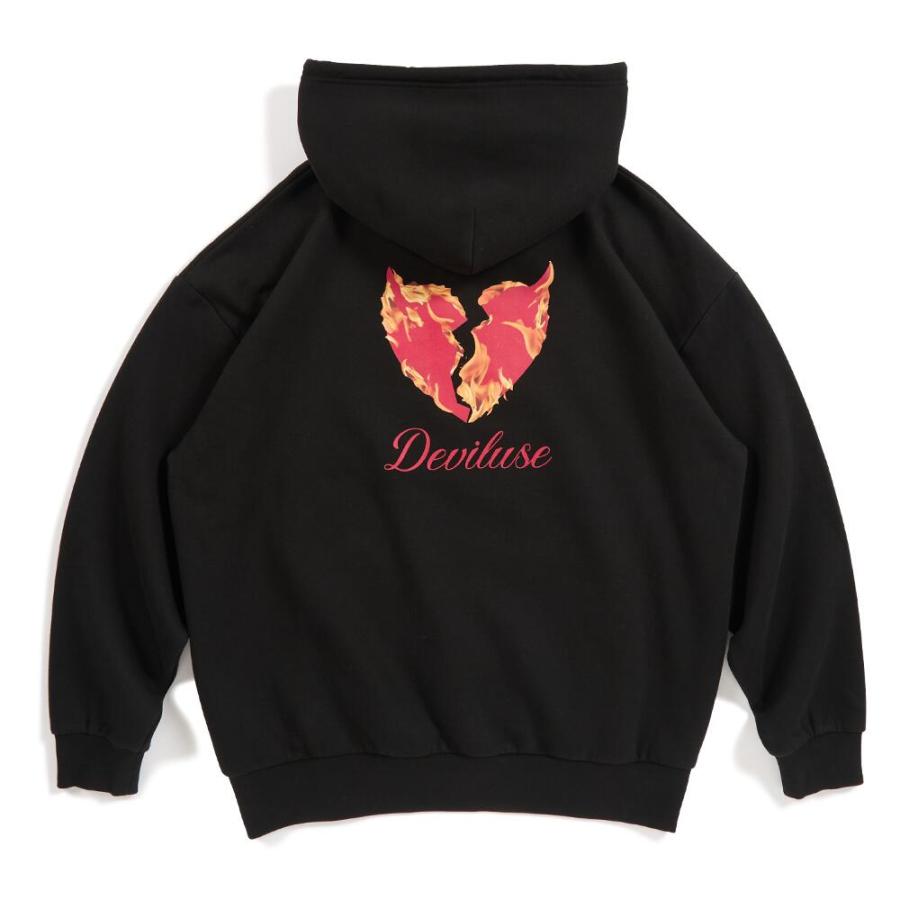 Deviluse Flame Heart プルオーバー フーディー パーカー Pullover
