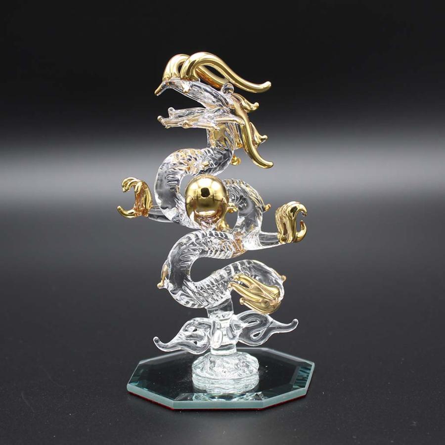 昇龍 ガラス細工 水盃 セット 龍の置物 Sサイズ 風水 縁起物 おしゃれ