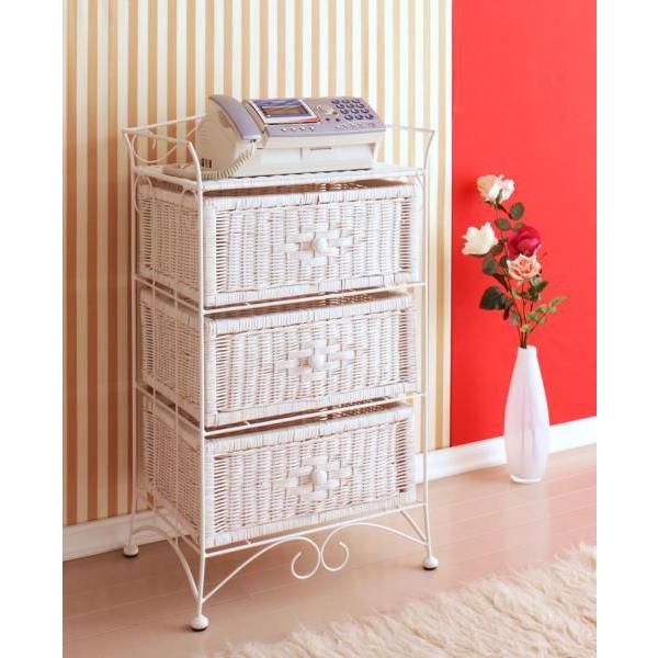 ラタンチェスト ホワイトラタンチェスト3杯タイプ〜チェスト引き出し