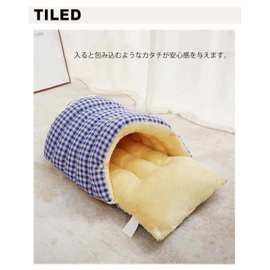 ドーム型 冬 チェック柄 ペット用 ネコ ペットベッド 犬猫兼用 保温
