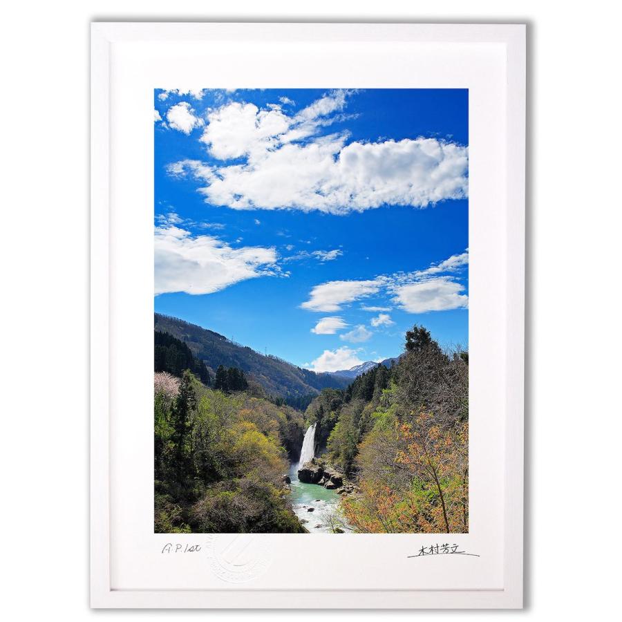 日本絵画 風景画 滝 水 ガラス額縁付き 壁掛け 日本絵画 風景画 滝 水