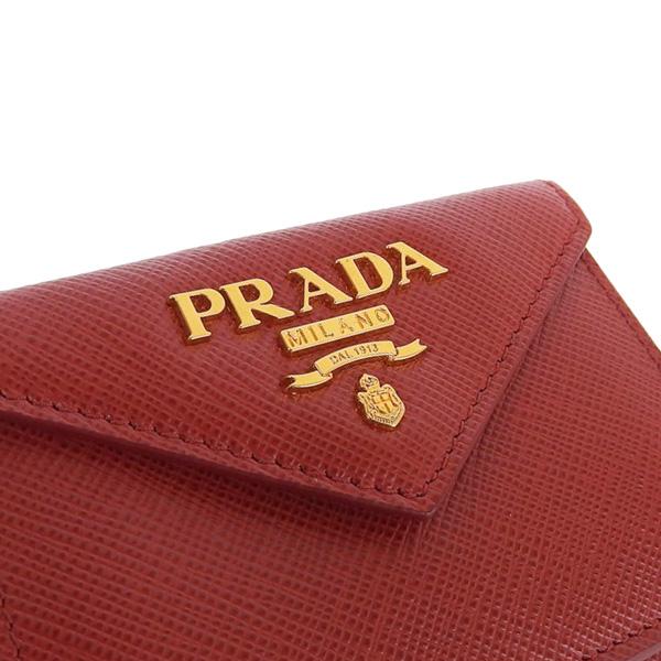 PRADA（プラダ） サフィアーノ 三つ折り コンパクト財布 レッド