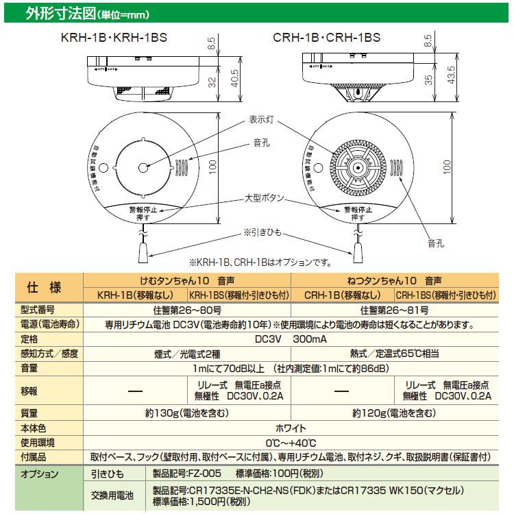 ニッタン 煙感知器 けむタンちゃん KRH-1B 光電式 住宅用火災警報器