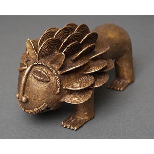 アフリカ トーゴ 真鍮細工 アニマル ライオン Lサイズ 彫刻 アフリカ