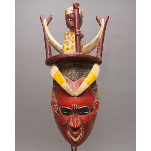 アフリカ コートジボワール グロ族 マスク 仮面 No.112 木彫り