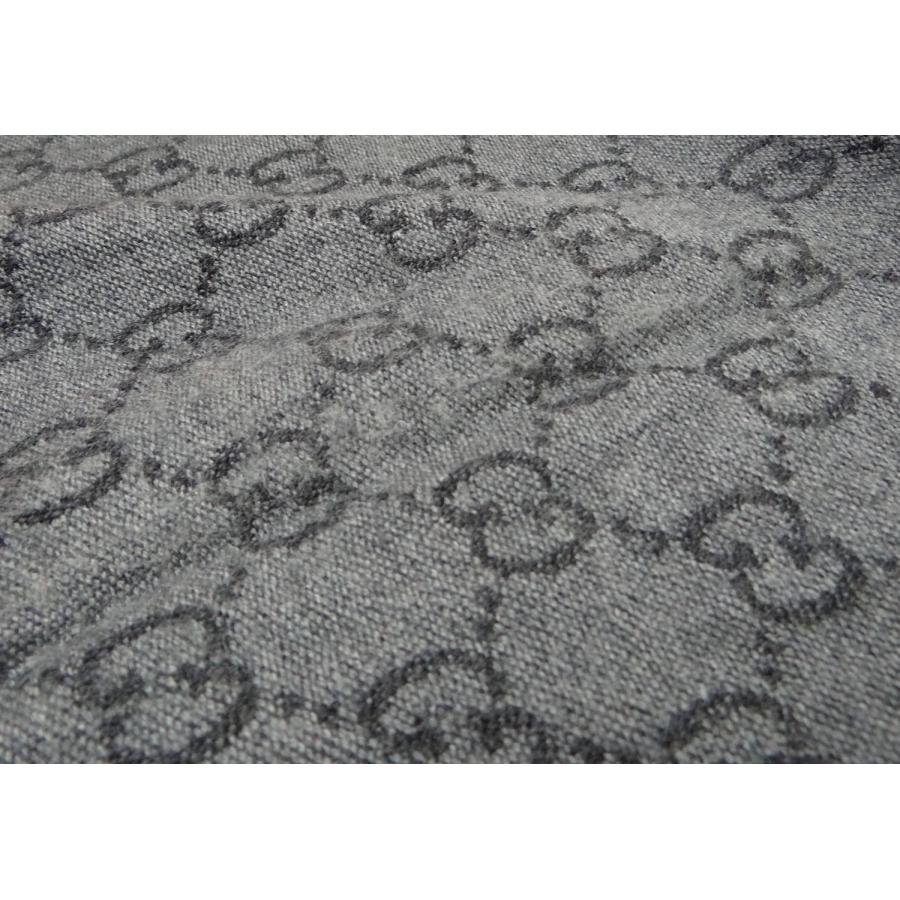 GG GUCCI グッチ GG柄 ウールマフラー ストール グレー＜USED