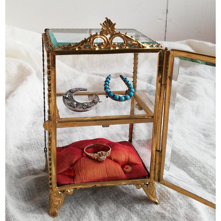 ⚫︎フランスアンティーク⚫︎美しいオルモル調装飾 厚ガラスの