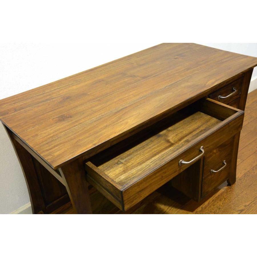 ライティングデスク チーク無垢材 幅110cm アジアン家具 北欧 木製