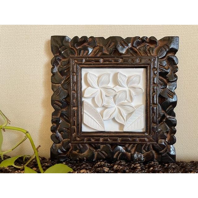 木彫ストーンレリーフ プルメリア ハワイアン レリーフ,壁掛け