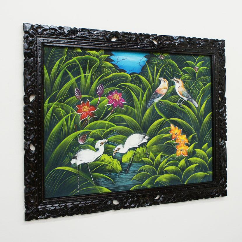 絵画バリ島 No.0301 バリ島の絵画 バリ島の田んぼの芸術 緑の装飾 棚田