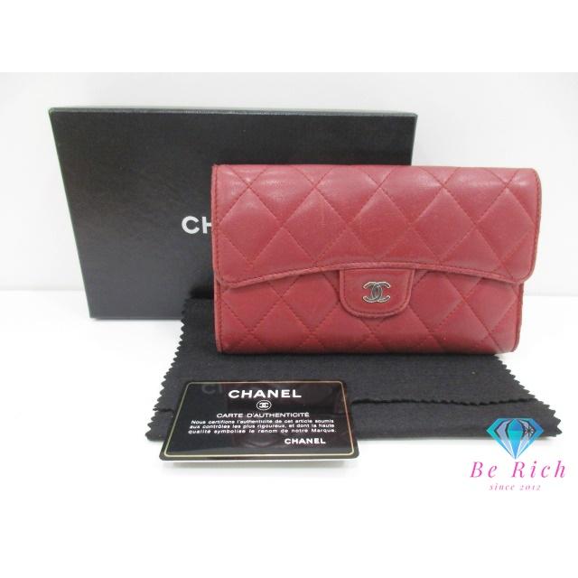 CHANEL（シャネル） 三つ折り財布 長財布 A31506 マトラッセ 赤 レッド