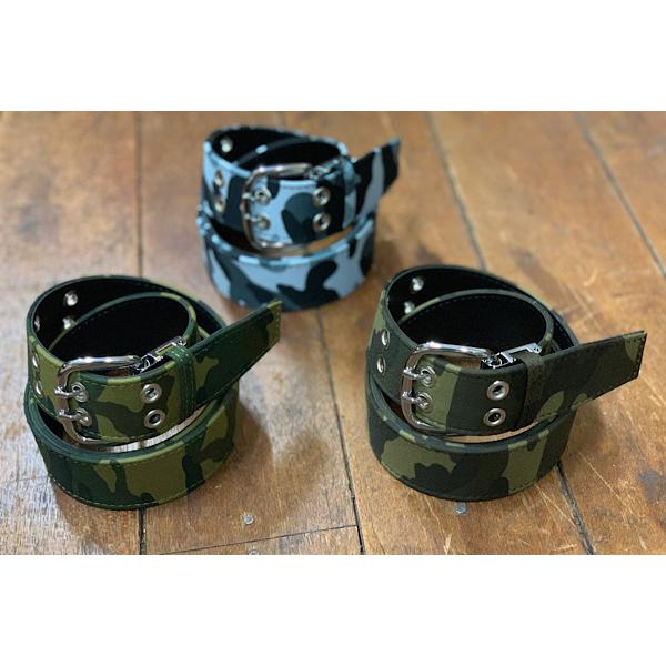 Wピンベルト】 迷彩柄ベルト 40ミリ幅 ダブルピンベルト camo柄