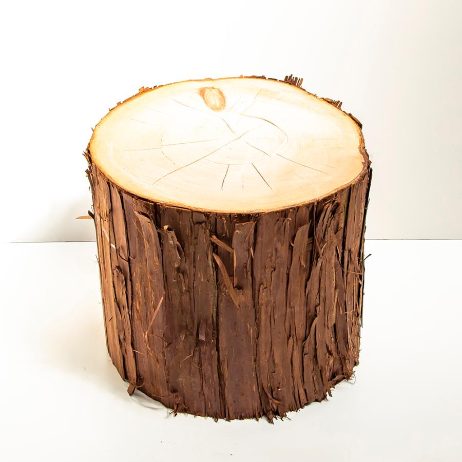 川島材木店 桧切り株 高さ25cm 直径約35cm 皮つき 薪割り台 丸太椅子