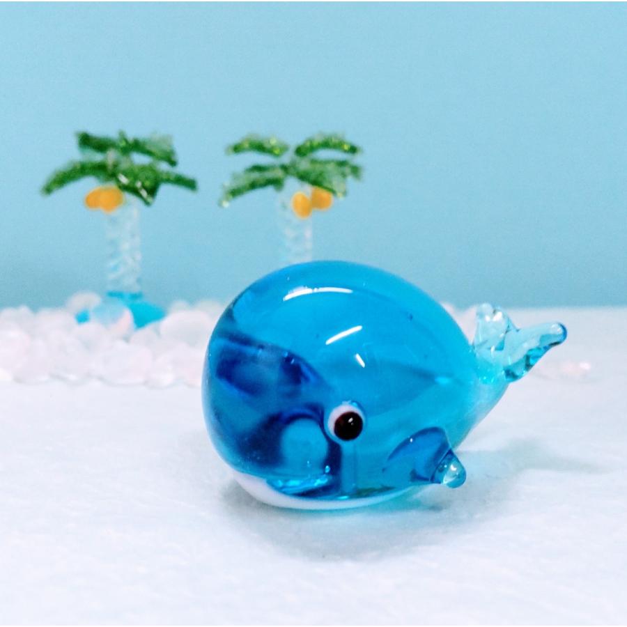 ガラス細工 クジラ（S) ミニチュア 置物 雑貨 水族館 海 小物 : きたの