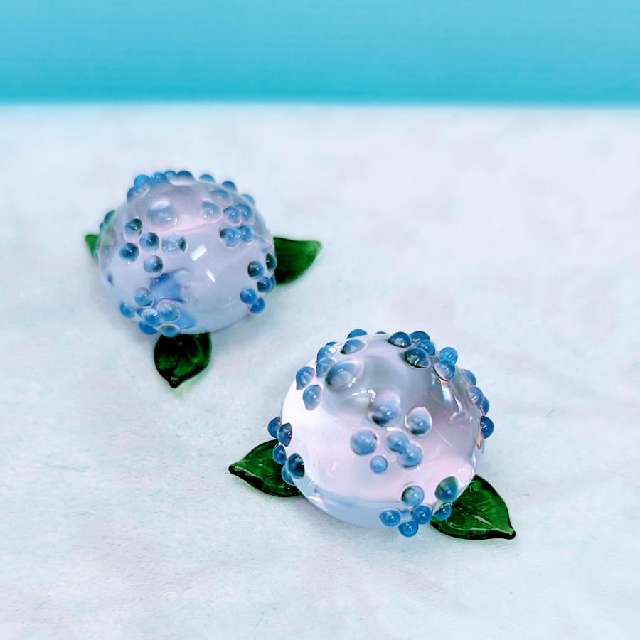 ガラス細工 アジサイ（L) ミニチュア 雑貨 置物 小物 花 紫陽花 雨