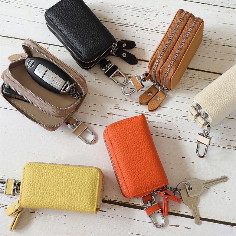 スマートキーケース 2個収納 ダブルファスナー キーケース メンズ