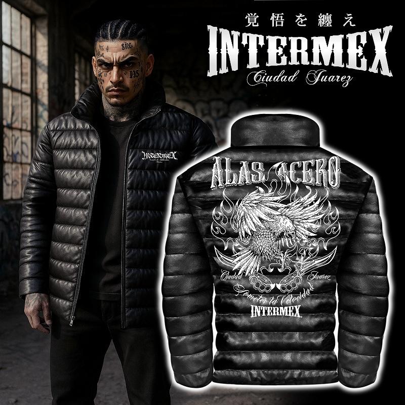 鷹柄 レザー調 中綿ジャケット INTERMEX ITM-084 メンズファッション