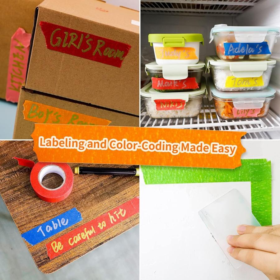 マスキングテープ カラーテープ 6色 カラフル クラフトテープ