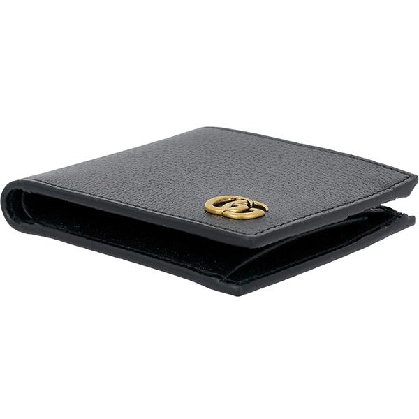 GG グッチ 財布 二つ折り GGマーモント コインウォレット ブラック