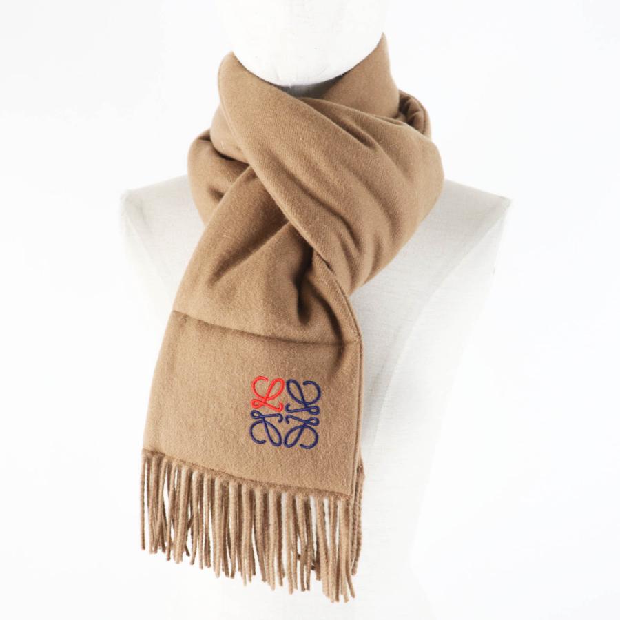 LOEWE（ロエベ） 美品◎LOEWE カシミヤ100％ アナグラム刺繍 フリンジ