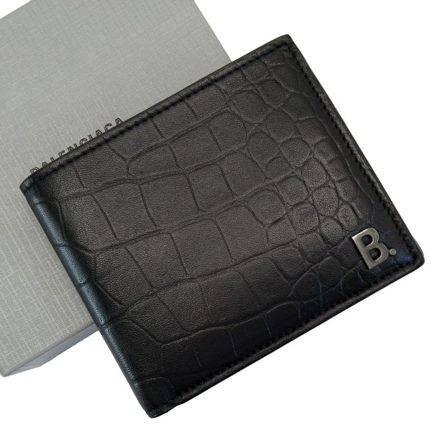 BALENCIAGA（バレンシアガ） 二つ折り財布 クロコ調型押しレザー