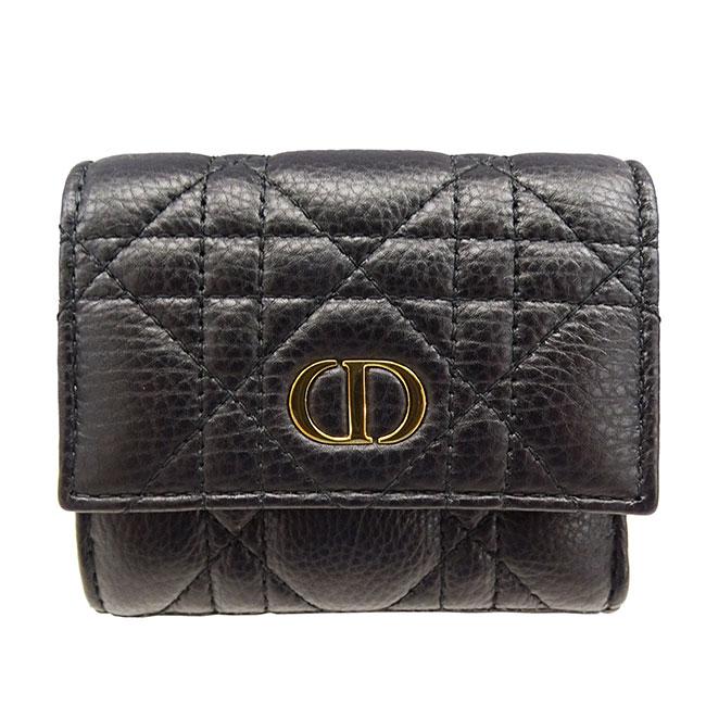 Dior ブラック キルティング三つ折り財布 ウォレット