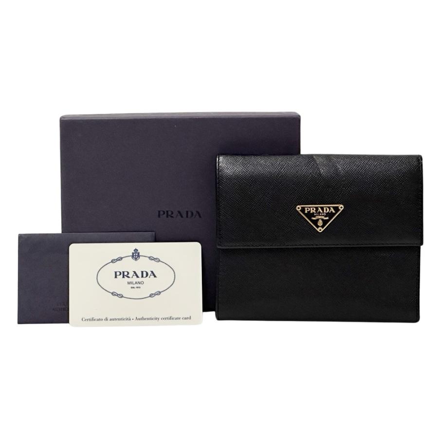 PRADA / 3つ折り財布/BLK/ブラック/黒/無地/レディース/プラダ PRADA