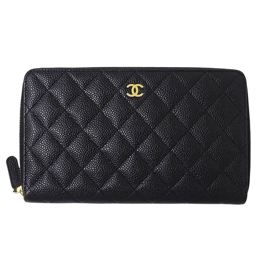 ショップ ✨CHANEL✨ シャネル 長財布 キャビアスキン ブラック 黒