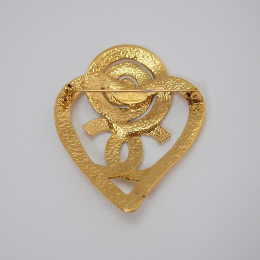 シャネル 95P ココマーク ハート べっ甲 フラワー GP ブローチ