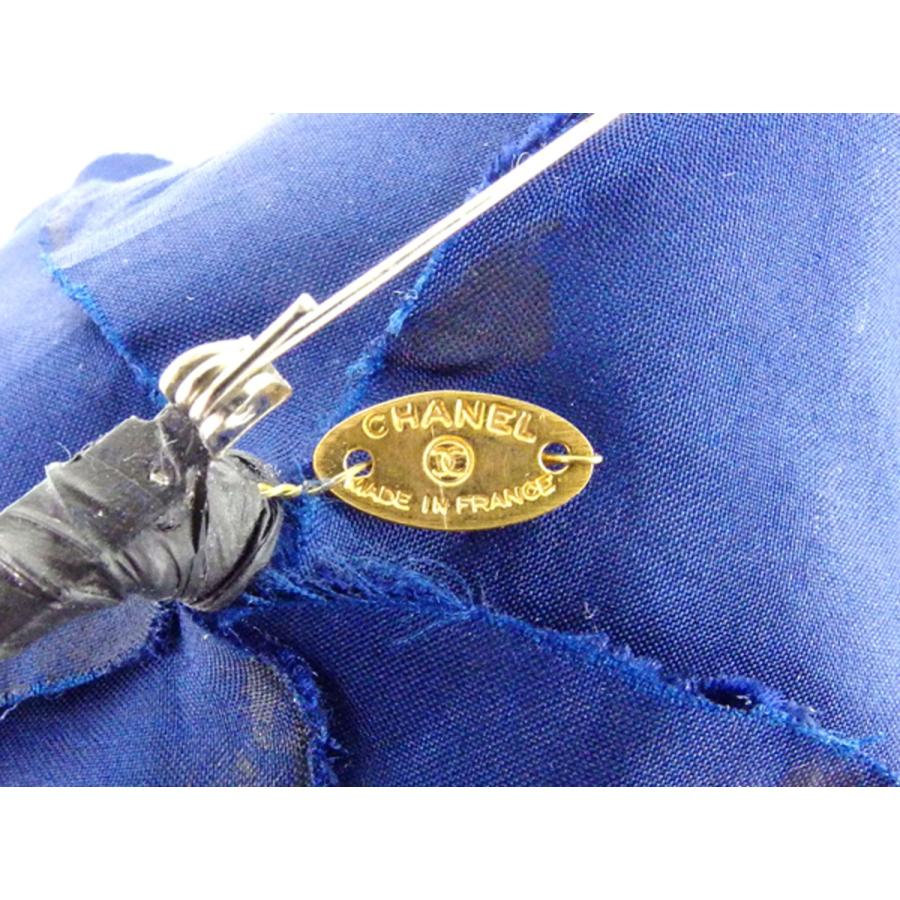 CHANEL シャネル カメリア リボン ヴィンテージ コサージュ ネイビー