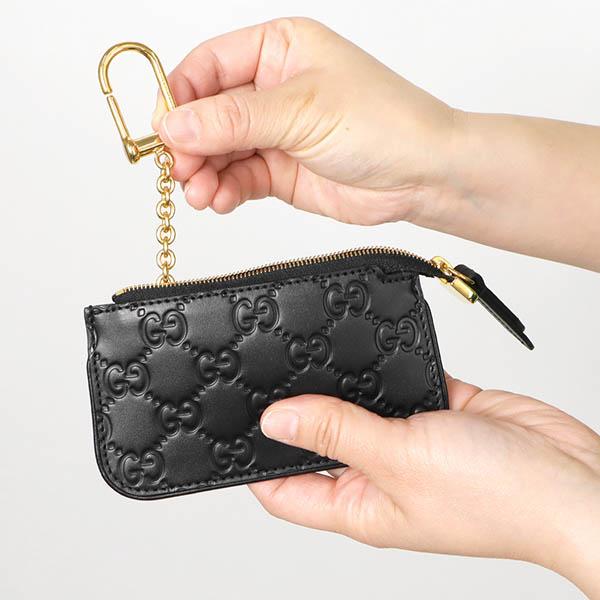 GUCCI（グッチ） 小銭入れ シグネチャー レザー キーリング付き コイン