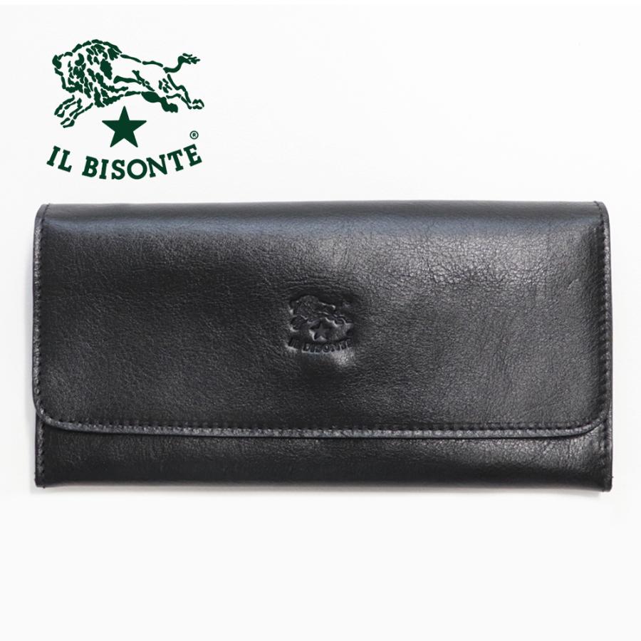 IL BISONTE（イルビゾンテ） 長財布 三つ折り ブラック ネロ ボタン