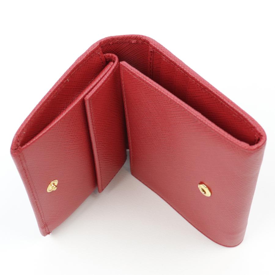 PRADA（プラダ） 財布 三つ折り フォーコ レッド ミニ財布 コンパクト