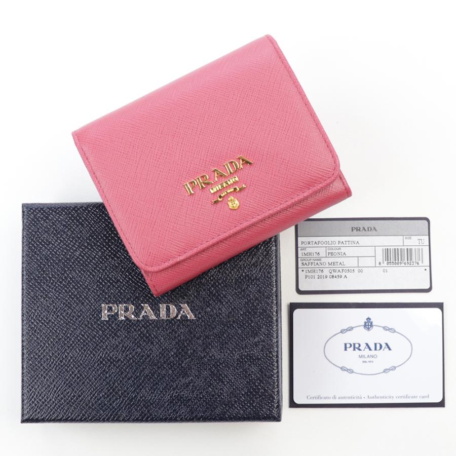 PRADA（プラダ） 財布 三つ折り ペオニア ピンク ミニ財布 コンパクト