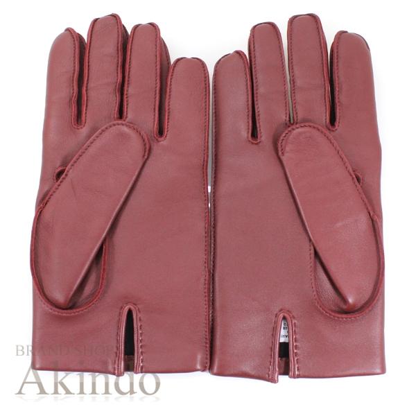 新品】エルメス グローブ 手袋 レディース サイズ ＃8 小豆色 Hロゴ