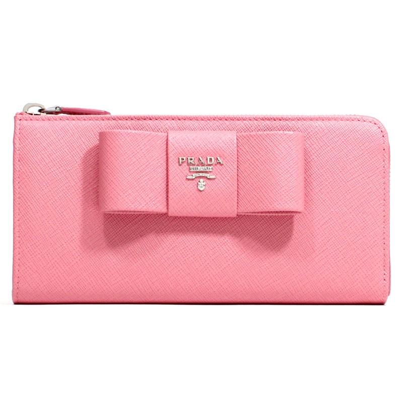 PRADA（プラダ） リボン付きL字ファスナー長財布[小銭入れ付き] ローズ